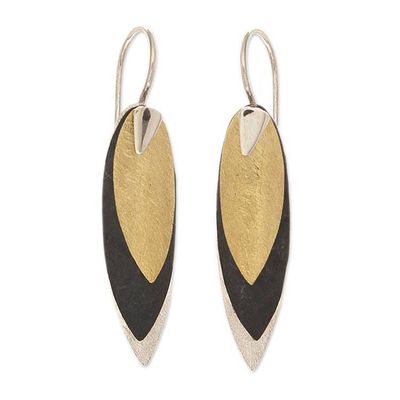 Alternate image for Modern Silver Earrings from Mexico Turning Leaves