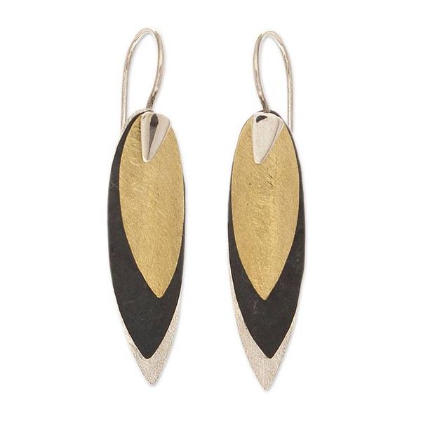 Alternate image for Modern Silver Earrings from Mexico Turning Leaves