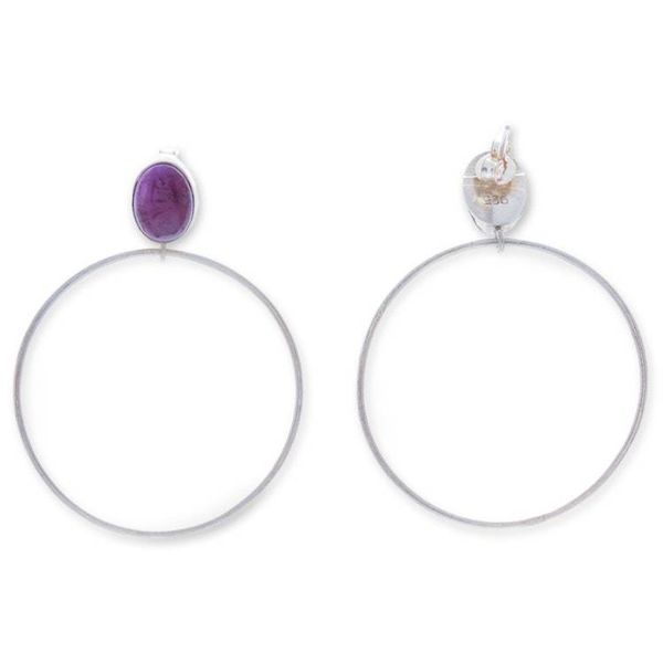 Alternate image for Round Sterling Silver and Natural Amethyst Dangle Earrings Sage Cycle