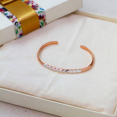 Alternate image for Geometric-Themed Copper and Taxco Silver Cuff Bracelet Chic Geometry