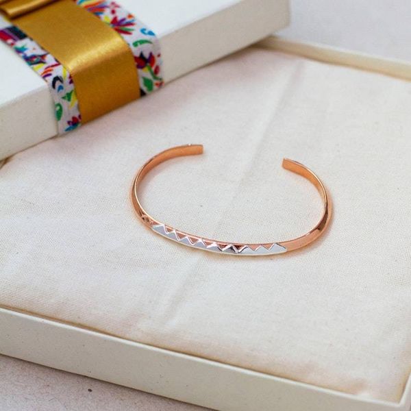 Alternate image for Geometric-Themed Copper and Taxco Silver Cuff Bracelet Chic Geometry