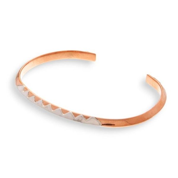 Alternate image for Geometric-Themed Copper and Taxco Silver Cuff Bracelet Chic Geometry