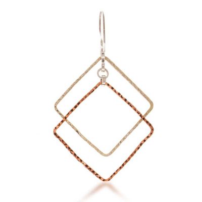 Alternate image for Taxco Silver and Copper Earrings with Double Triangle Design Triangle Duo