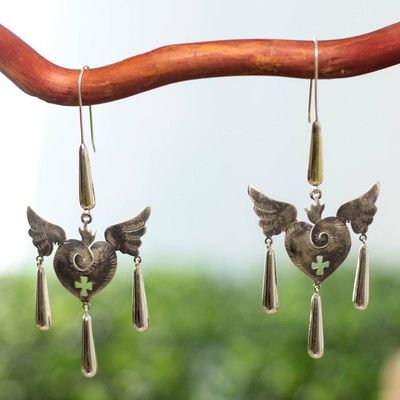 Alternate image for Fair Trade Jewelry Handmade Sterling Silver Earrings Medieval Hearts
