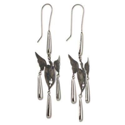 Alternate image for Fair Trade Jewelry Handmade Sterling Silver Earrings Medieval Hearts