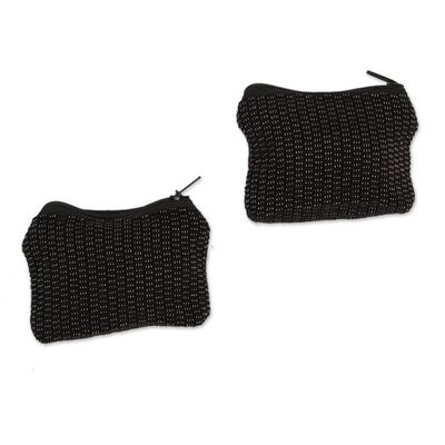 Alternate image for Floral Embroidered Cotton Coin Purses from Mexico Pair Summer Morning