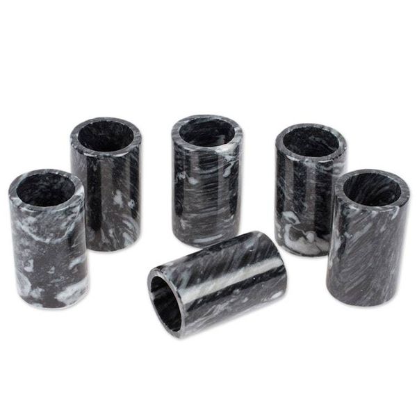 Alternate image for Set of 6 Modern Black Natural Onyx Tequila Glasses Night Modernity