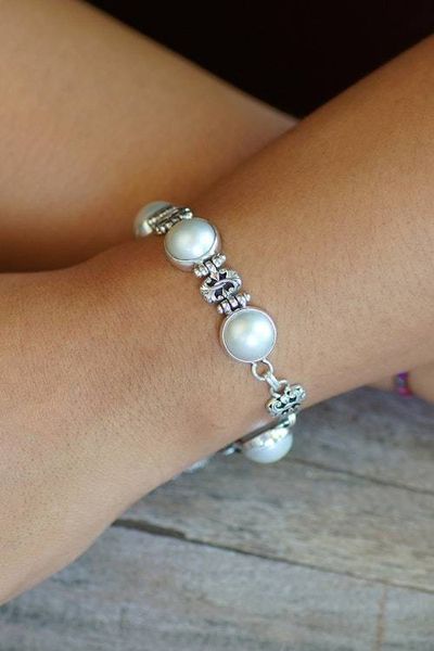 Alternate image for Cultured Mabe Pearl Link Bracelet Moonlit Poem