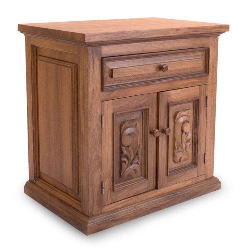 Handcrafted Large Colonial Parota Wood Cabinet 'Colonial Blossom'