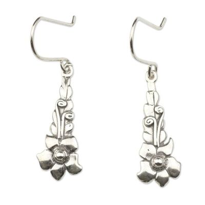 Alternate image for Rustic Silver Floral Earrings Traditional Blossom
