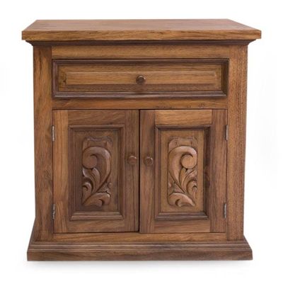 Alternate image for Handcrafted Large Colonial Parota Wood Cabinet Colonial Blossom