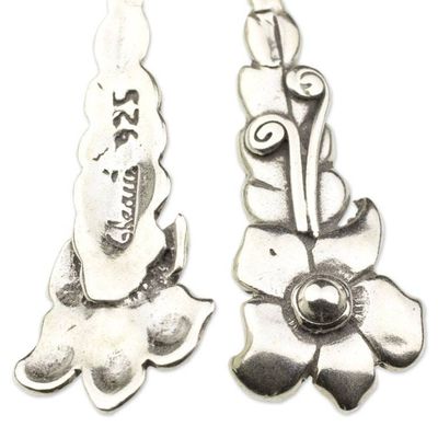 Alternate image for Rustic Silver Floral Earrings Traditional Blossom