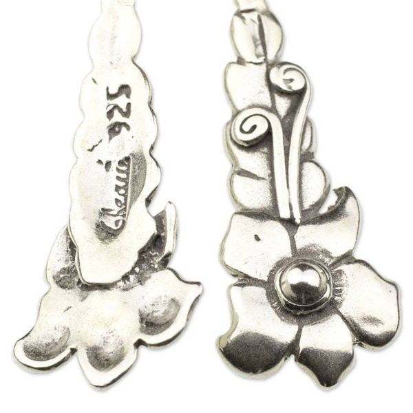 Alternate image for Rustic Silver Floral Earrings Traditional Blossom
