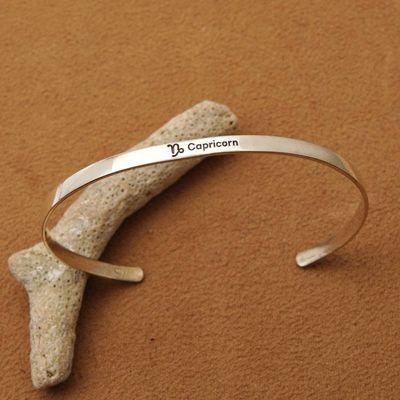 Alternate image for Unisex Polished Capricorn-Themed Sterling Silver Bracelet Capricorn Prestige