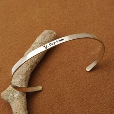 Alternate image for Unisex Polished Capricorn-Themed Sterling Silver Bracelet Capricorn Prestige