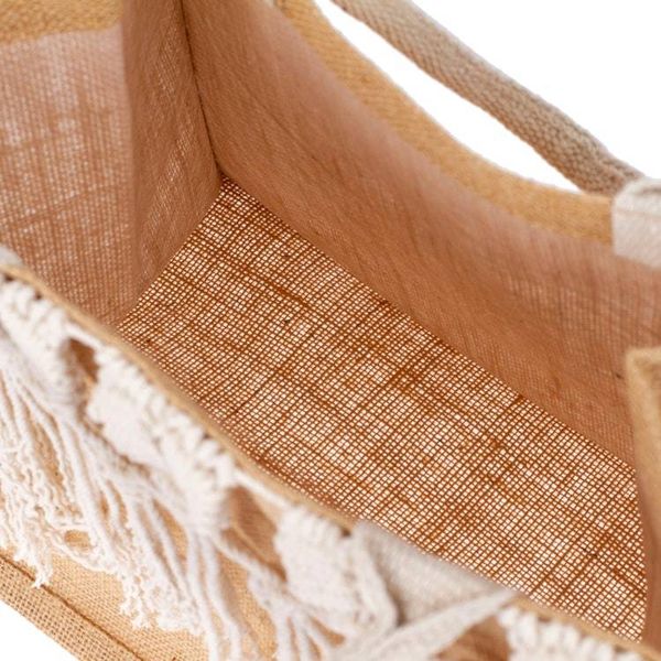 Alternate image for Jute Cotton Macrame Tote Bag with Interconnected Fringes Interconnected Flair