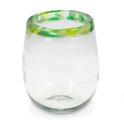 Alternate image for Green-Rimmed Handblown Stemless Wine Glasses Set of 6 Verdant Day