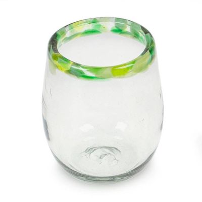 Alternate image for Green-Rimmed Handblown Stemless Wine Glasses Set of 6 Verdant Day