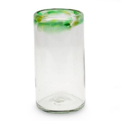 Alternate image for 6 Green-Rimmed Handblown Recycled Glass Highball Glasses Verdant Day
