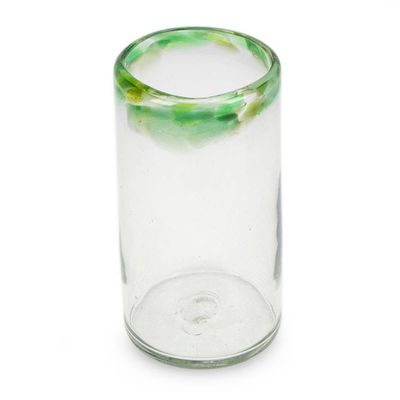 Alternate image for 6 Green-Rimmed Handblown Recycled Glass Highball Glasses Verdant Day