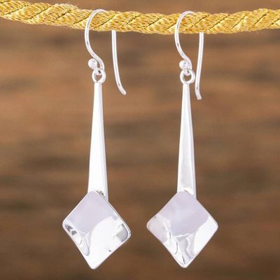 Primary image for Modern Square Silver Dangle Earrings from Mexico Gleaming Element
