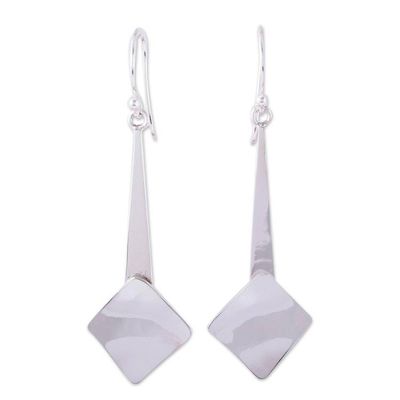 Alternate image for Modern Square Silver Dangle Earrings from Mexico Gleaming Element