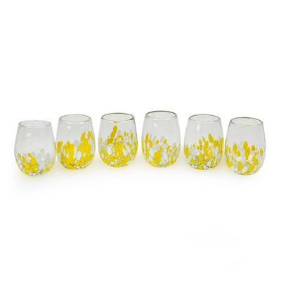 Alternate image for 6 Eco-Friendly Handblown Spotted Stemless Wine Glasses Sunshine Confetti