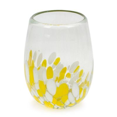 Alternate image for 6 Eco-Friendly Handblown Spotted Stemless Wine Glasses Sunshine Confetti