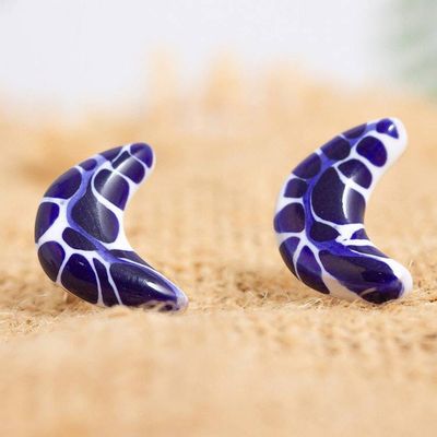 Primary image for Puebla Talavera-Inspired Crescent Moon Earrings from Jalisco Talavera Moon