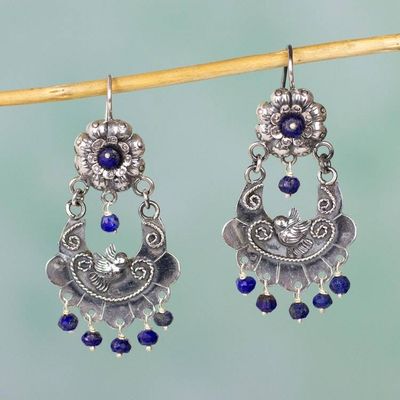 Primary image for Authentic Mazahua Sterling Silver Earrings with Lapis Lazuli Mazahua Doves