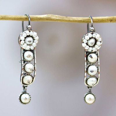 Alternate image for White Cultured Pearl Dangle Earrings from Mexico White Beauty