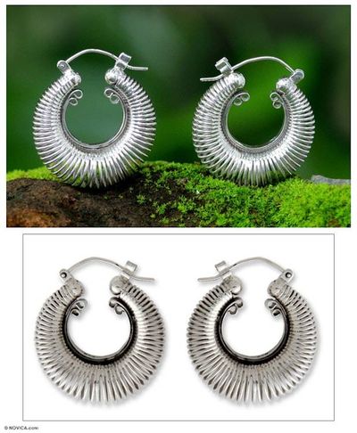 Primary image for Handcrafted Modern Sterling Silver Hoop Earrings Urban Moons