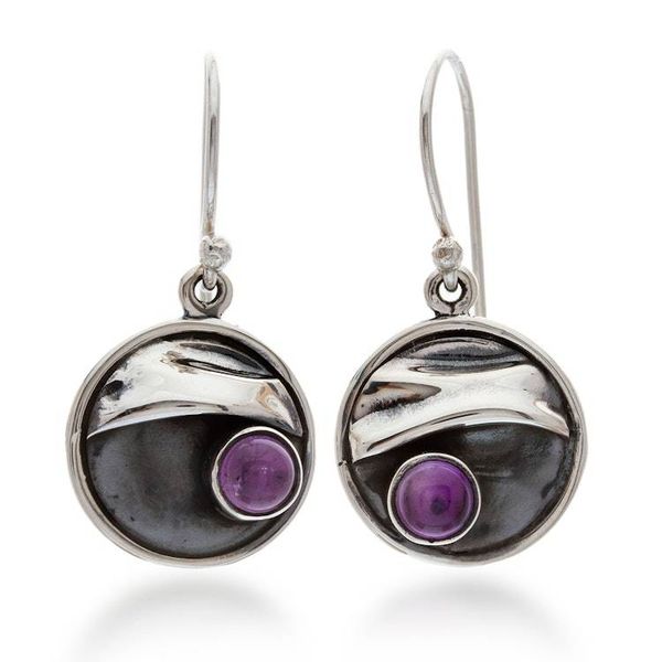 Alternate image for Amethyst and Silver 950 Handmade Mexican Dangle Earrings Taxco Dusk