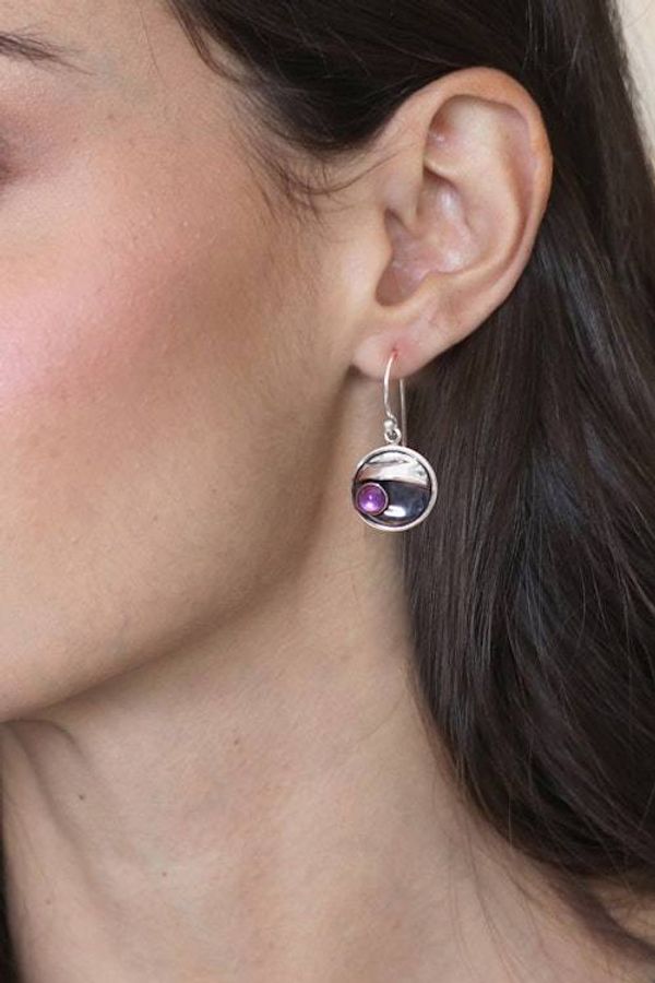 Alternate image for Amethyst and Silver 950 Handmade Mexican Dangle Earrings Taxco Dusk