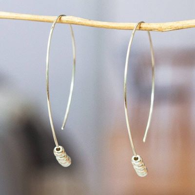 Primary image for Artisan-Made Polished Sterling Silver Half-Hoop Earrings Enchanted Orbs