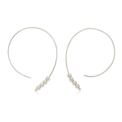 Alternate image for Artisan-Made Polished Sterling Silver Half-Hoop Earrings Enchanted Orbs
