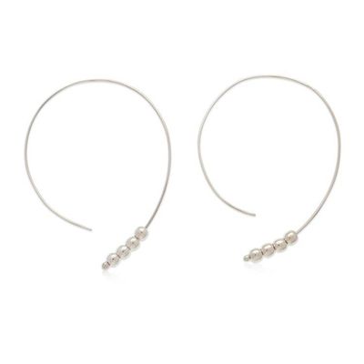 Alternate image for Artisan-Made Polished Sterling Silver Half-Hoop Earrings Enchanted Orbs