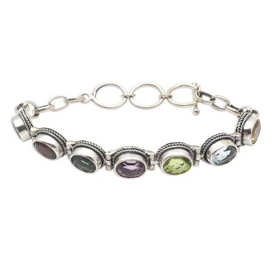 Alternate image for Hand Made Amethyst and Peridot Tennis Bracelet Paint the Rainbow