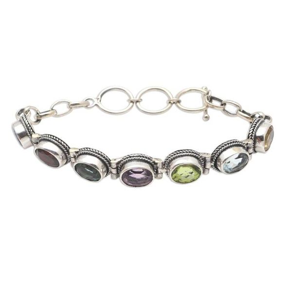 Alternate image for Hand Made Amethyst and Peridot Tennis Bracelet Paint the Rainbow