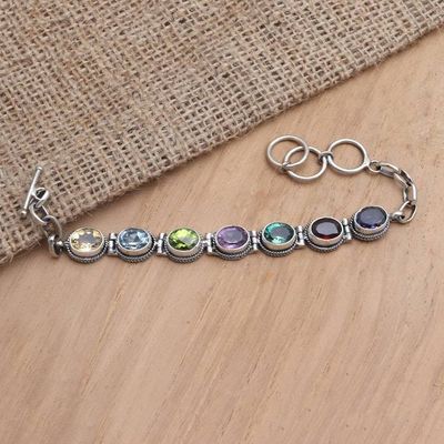 Alternate image for Hand Made Amethyst and Peridot Tennis Bracelet Paint the Rainbow
