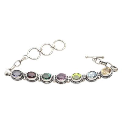Alternate image for Hand Made Amethyst and Peridot Tennis Bracelet Paint the Rainbow