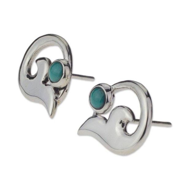 Alternate image for Fair Trade Womens Taxco Silver and Turquoise Earrings Silver Lilies
