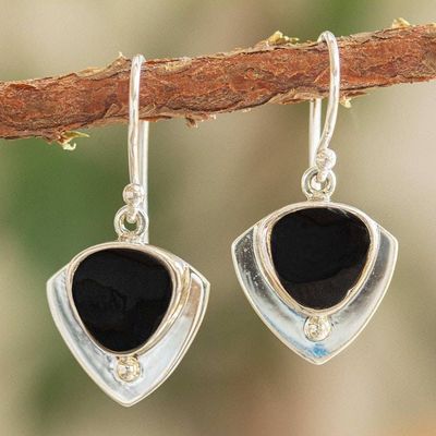 Primary image for Obsidian and 950 Taxco Silver Earrings Taxco Triad