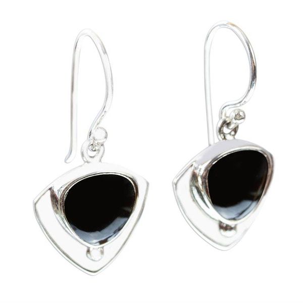 Alternate image for Obsidian and 950 Taxco Silver Earrings Taxco Triad