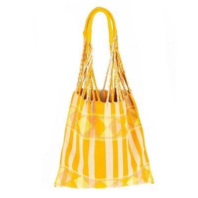 Alternate image for Handloomed Cotton Striped Shoulder Bag in Yellow from Mexico Summer Glow