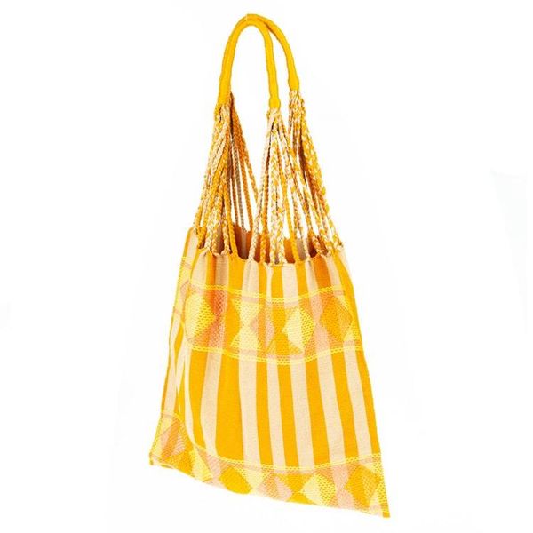 Alternate image for Handloomed Cotton Striped Shoulder Bag in Yellow from Mexico Summer Glow