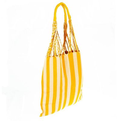 Alternate image for Handloomed Cotton Striped Shoulder Bag in Yellow from Mexico Summer Glow