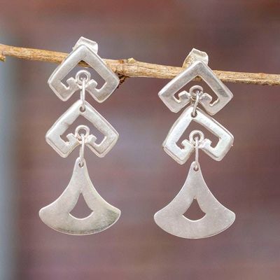 Primary image for Polished Geometric Sterling Silver Dangle Earrings Ancestral Splendor