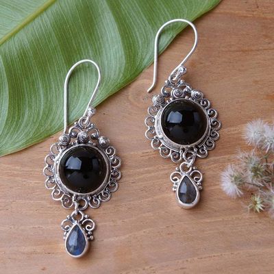 Alternate image for Indonesian Sterling Silver Onyx Dangle Earrings Midnight Tears