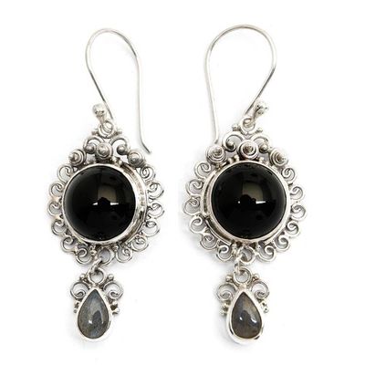 Alternate image for Indonesian Sterling Silver Onyx Dangle Earrings Midnight Tears